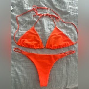 Frankie’s Bikinis Orange ribbed Bikini M/L